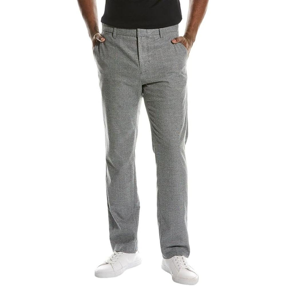Vince NWT Glen Plaid Griffith Pants Medium Heather Gray Men's Size 33 Flat Front